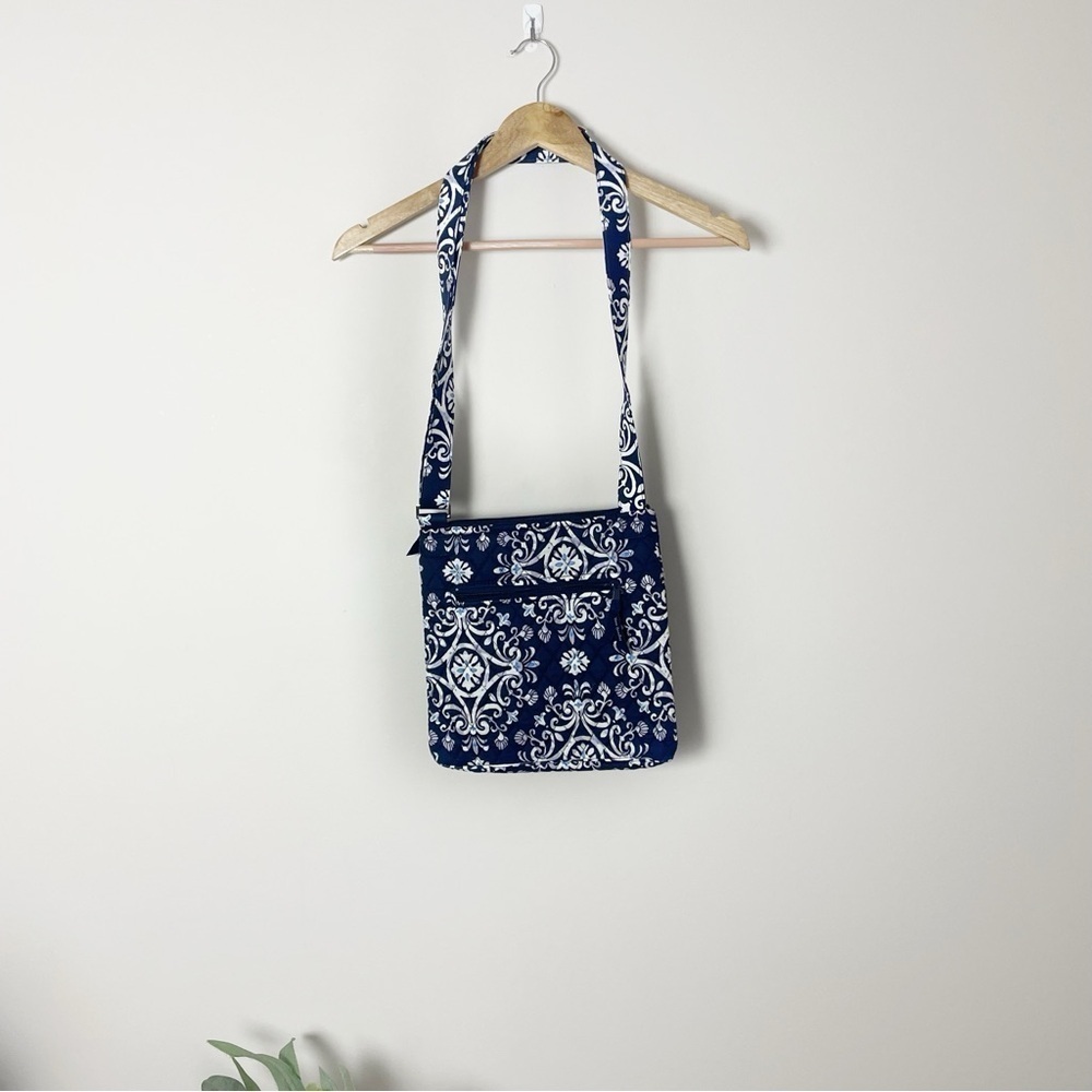 Vera Bradley Blue & White Floral Print NEW Cotton Quilted Crossbody Bag